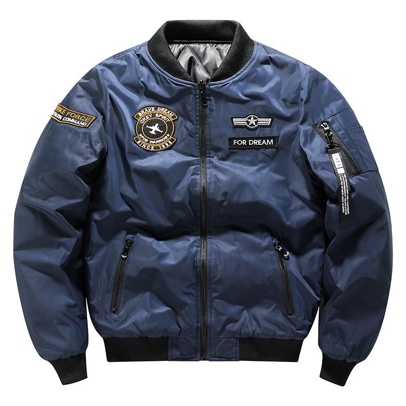 

Men s Reversible Cotton Bomber Jacket - Trendy Workwear, Winter Thickened, Plus Size XL темно-синього кольору