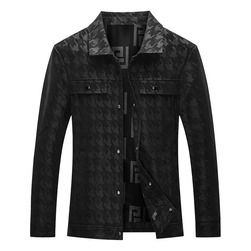 Spring and Autumn New Lapel PU Leather Jacket Middle-aged Casual Loose Windproof Special for D
