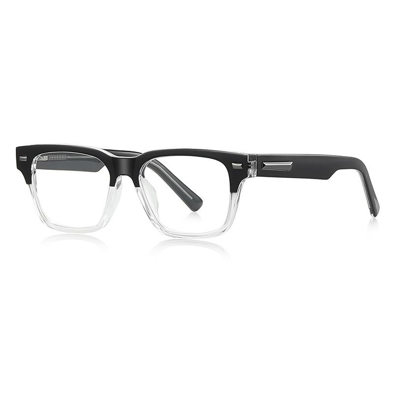 TR90 Trendy Anti Blue Light Reading Glasses Transparent Brown Square Presbyopic Eyewear For Men Computer Use