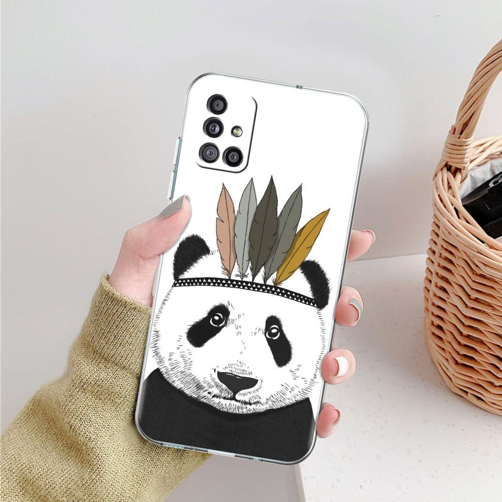 

Прозрачный чехол для телефона Samsung Galaxy A51 5G A71 A21s A31 A12 A52 A41 A91 A11 A32 A72 противоударный мягкий чехол супер милый панда Funda Samsung A50