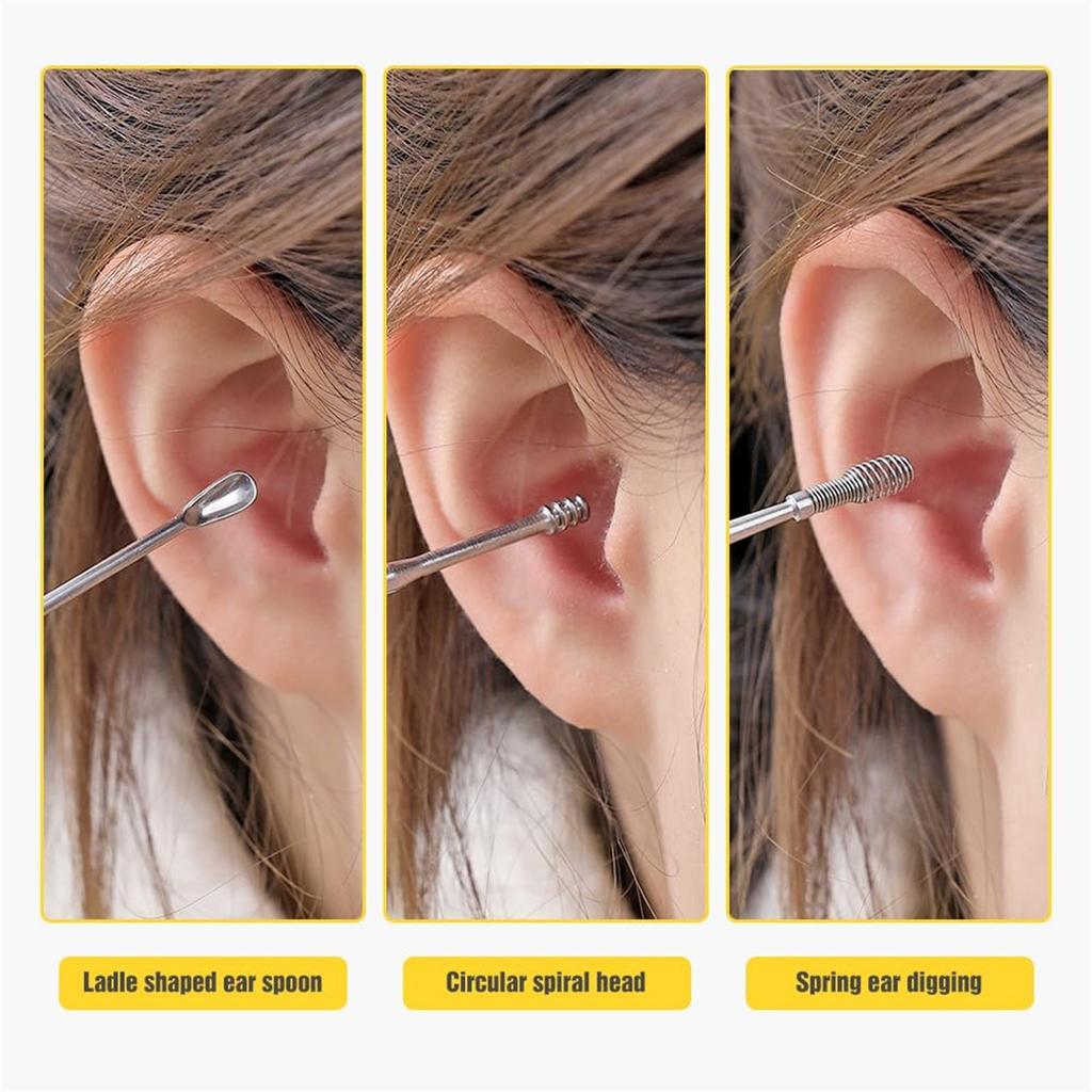 Innovative Ear Wax Cleaning Tool, 6-Piece Stainless Steel Ear Cleaner Remover, Ear Cleaner With Storage Bag For Cleaning Earwax