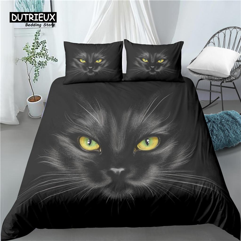 Comforter Home Living Luxury 3D Cut Cat Print 2/3Pcs Comfortable Bedding Sets Queen And King Eu/Us/Au Size