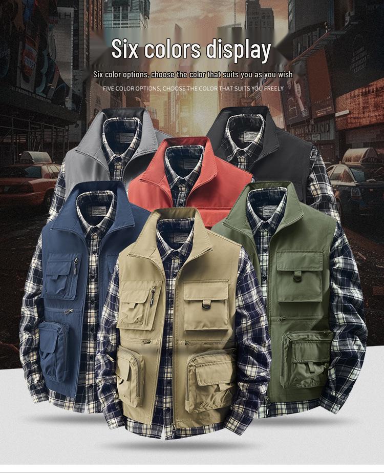 Men's Outdoor Workwear Multi-Pocket Vest - Thin, Sleeveless Fishing & Photography Jacket