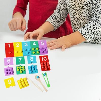 Wooden Color Sorting Toy Number Tracing Board Set Learning Preschool Arithmetic Game Matching
