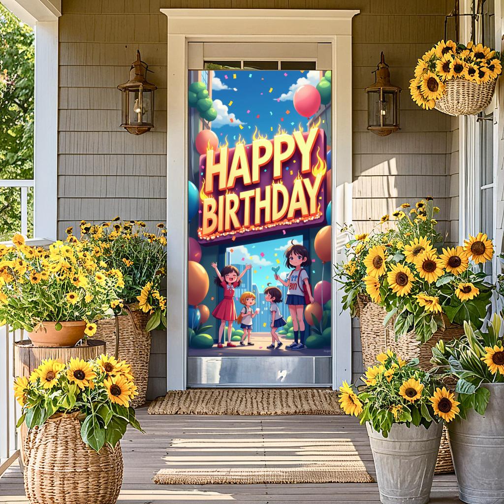 Photography Backdrop Balloon Celebration Sign Party Backdrop Decorative Birthday Banner For Photo Booth Family Gathering Event