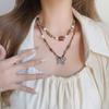 Necklace Retro Beaded Butterfly Necklace Women's Light Luxury Niche Design Sense Zen Clavicle Chain Accessories