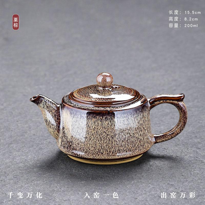 Set da Tè Kung Fu in Ceramica di Alta Qualità Teiera con Manico Laterale Piccola e Raffinata Teiera per la Preparazione del Tè