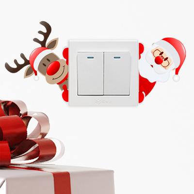 Christmas Wall Sticker Self Adhesive Santa Elk Switch Decoration Switch Sticker