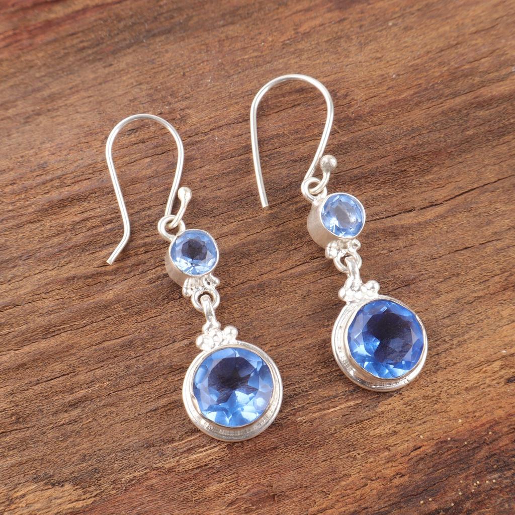Tanzanite Gemstone Earrings 925 Fine Silver Handmade Jewelry Gift For Girlfriend EE-160-7