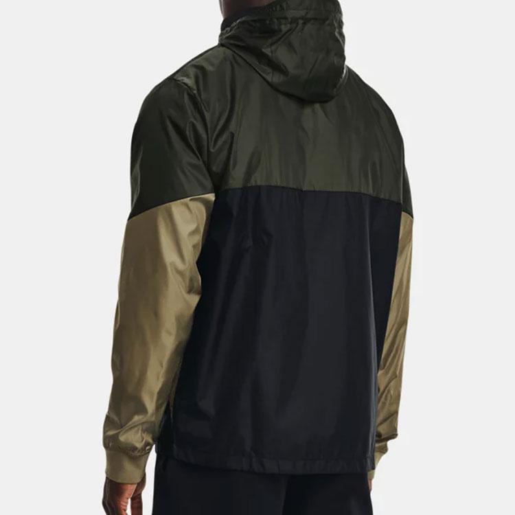 Under Armour Color Block Zip Up Hooded Training Jacket Men Jacket Green 1345405-310
