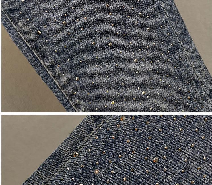 Women's 2025 Summer Slimming High-Waisted Rhinestone Denim Jeans – Petite, Versatile Cropped Style