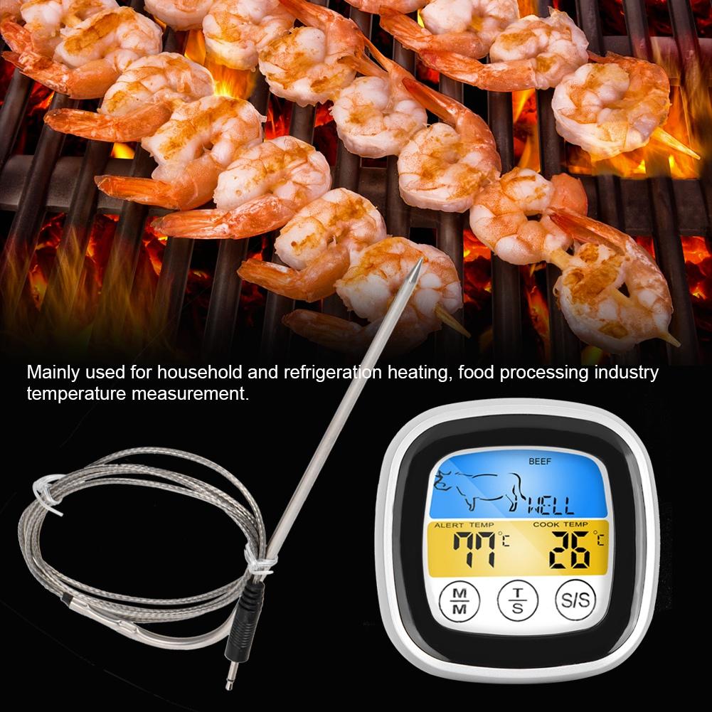 2v1 Digitální kuchyňský teploměr s dotykovou obrazovkou a tester teploty s funkcí časovače