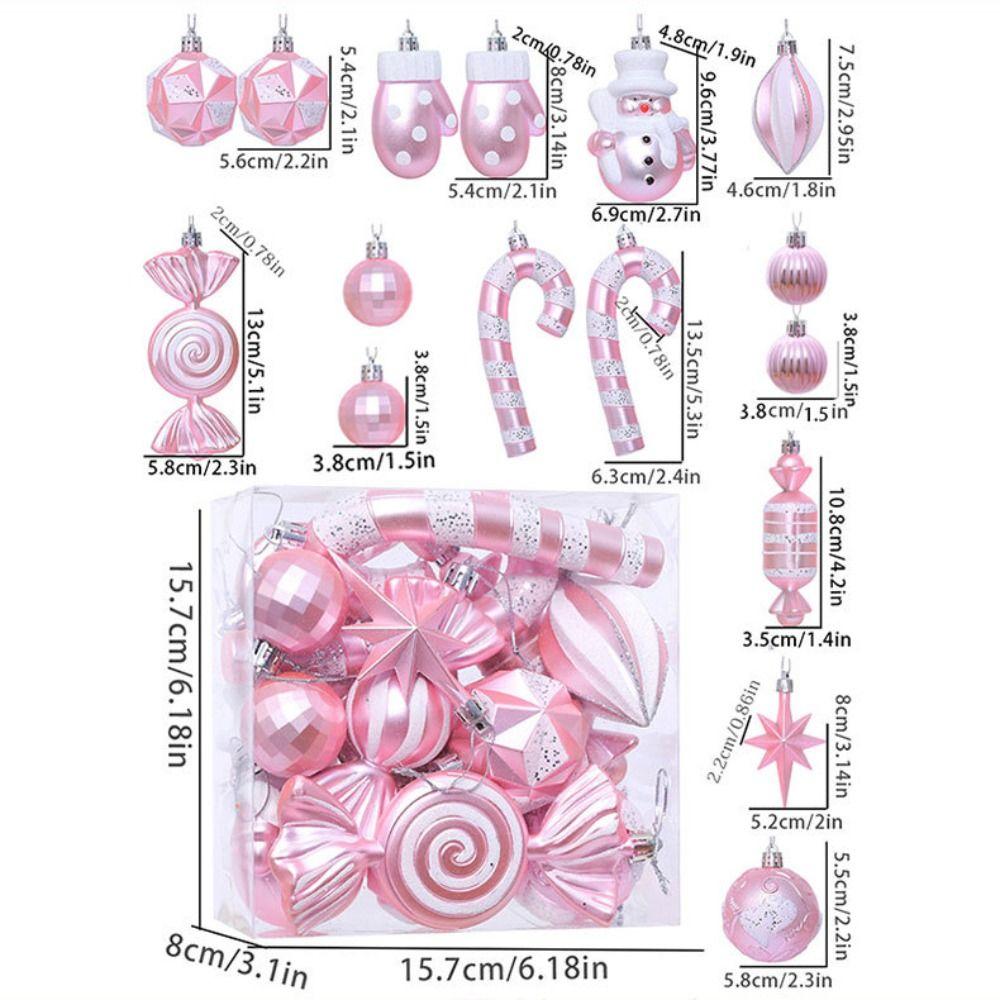 Heart Xmas Hanging Ball Set Candy Cane Merry Christmas Tree Decor  Home Xmas Decor