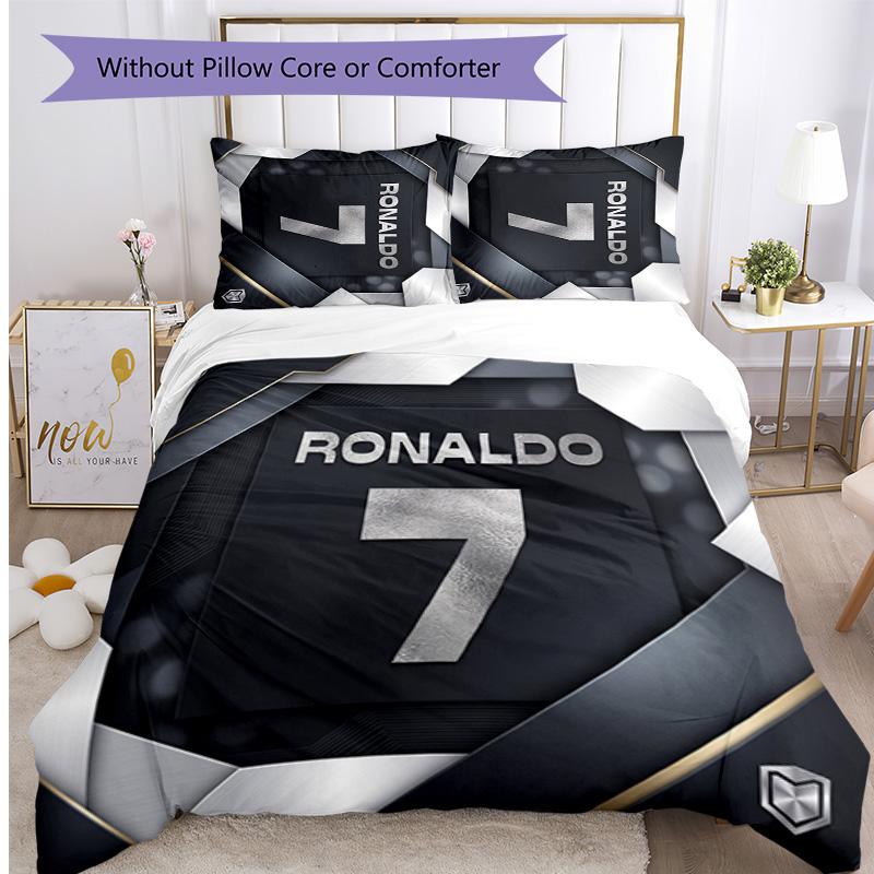Set Lenzuola Stampate Cristiano Ronaldo 3 Pezzi Copriletto Accogliente Traspirante come Regalo per Inaugurazione Casa o Festa
