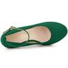Allegra K Escarpins Verts à Bout Rond et Talons Aiguilles pour Femmes avec Bride Cheville, Taille 24,5cm