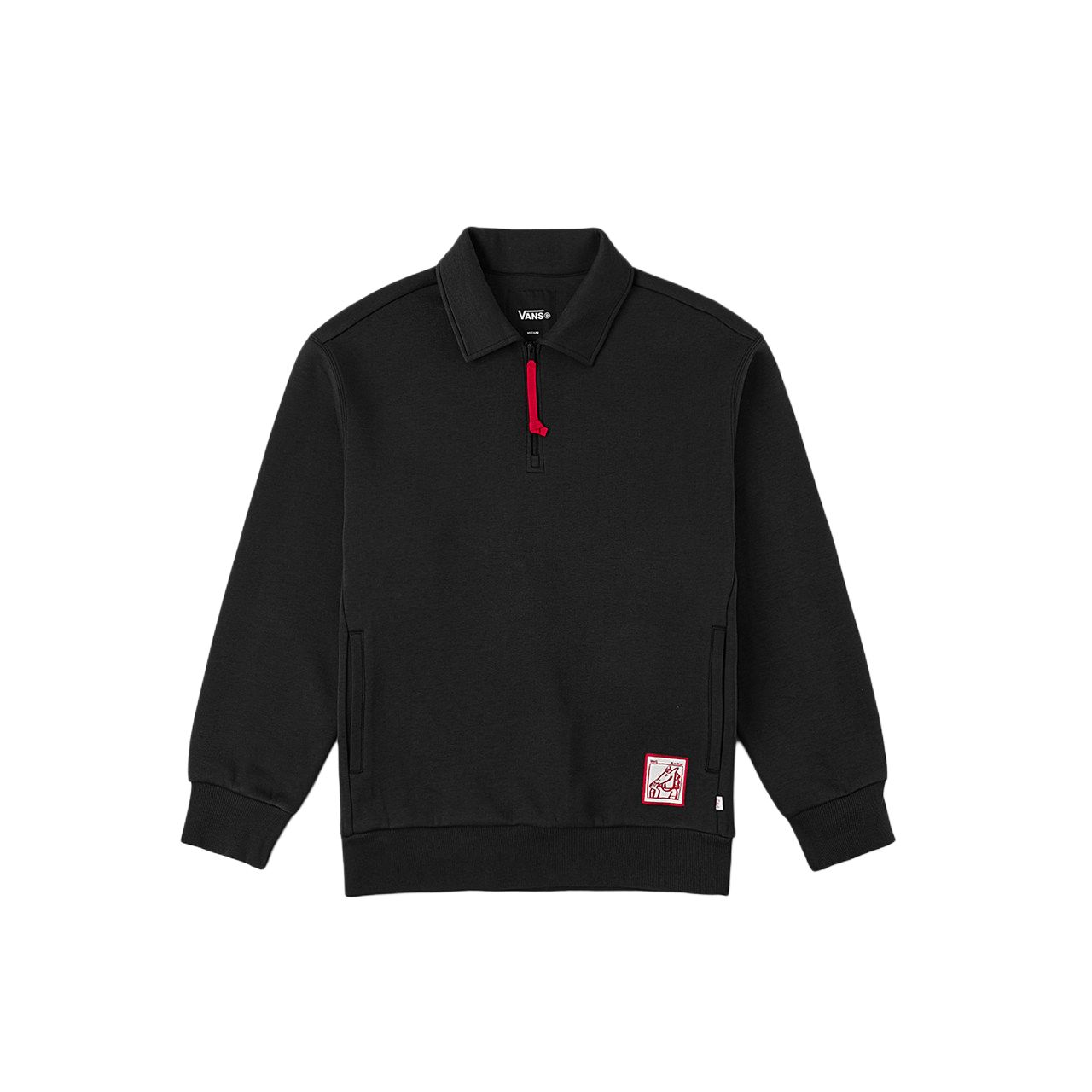 

Vans Коллаборация X Bolin Осень/Зима 25 Год Лошади Свитшот с воротником-поло и длинным рукавом со спущенной линией плеча Унисекс свитшот VN000W59BLK XL