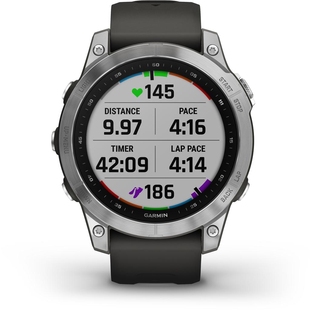 Garmin Fenix 7, Silver w/Graphite Band "010-02540-01" (timbru Verde 0.18 Lei)