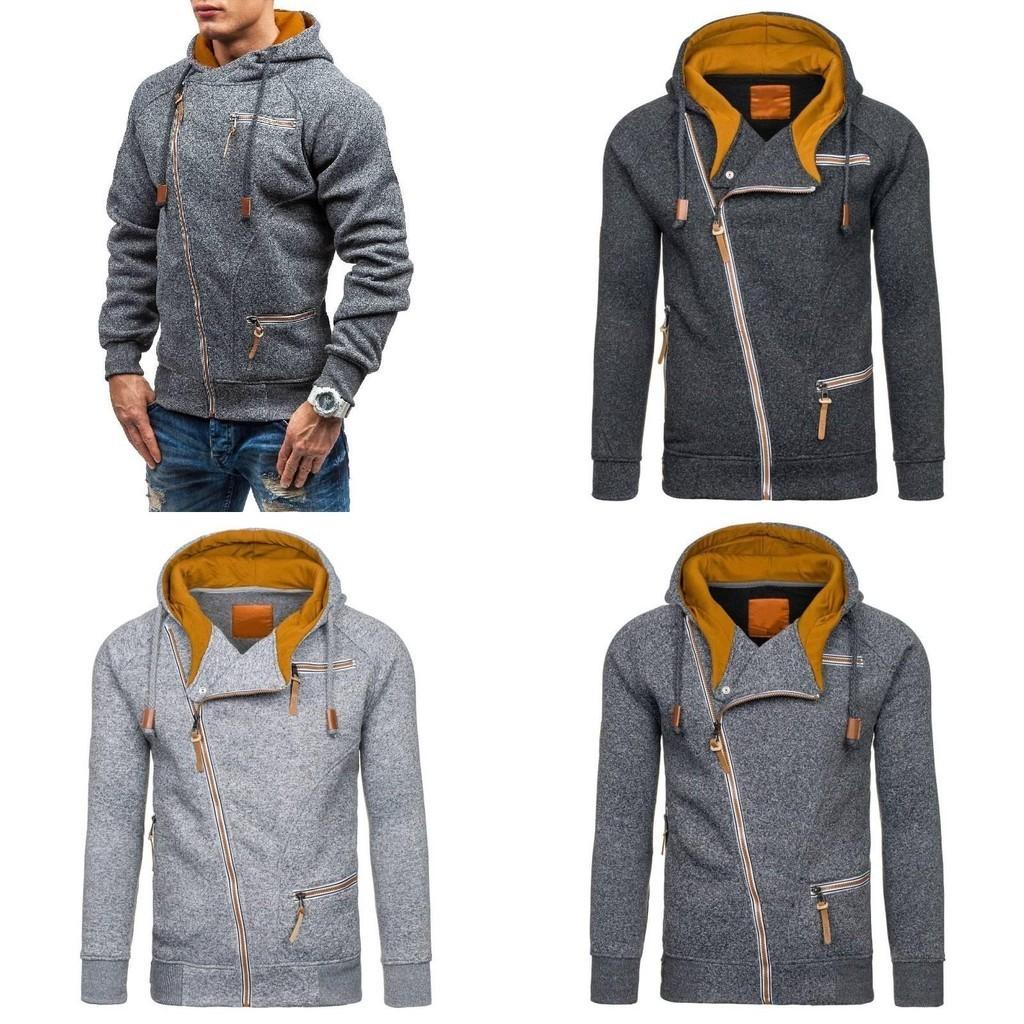 Stylish Men's Casual Solid Color Long Sleeve Zipper Hoodie Sweatshirt For Fall