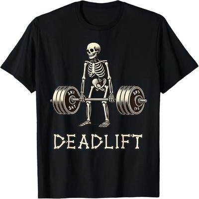 DEADLIFT - Funny Skeleton Weight Lifting Halloween Costume T-Shirt