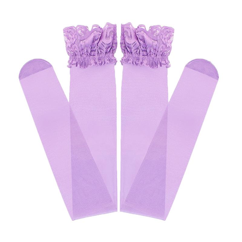 Damen Spitzenbesatz Oberschenkelhohe Silikon Anti-Rutsch Strümpfe - Sommer Mehrfarbig