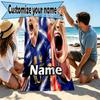 Personalisierbares Strandtuch mit Kylian Mbappe Aufdruck und individuellem Namen, für Reise Camping Strandparty Heimdekoration, Geburtstagsgeschenk für Familie & Freunde
