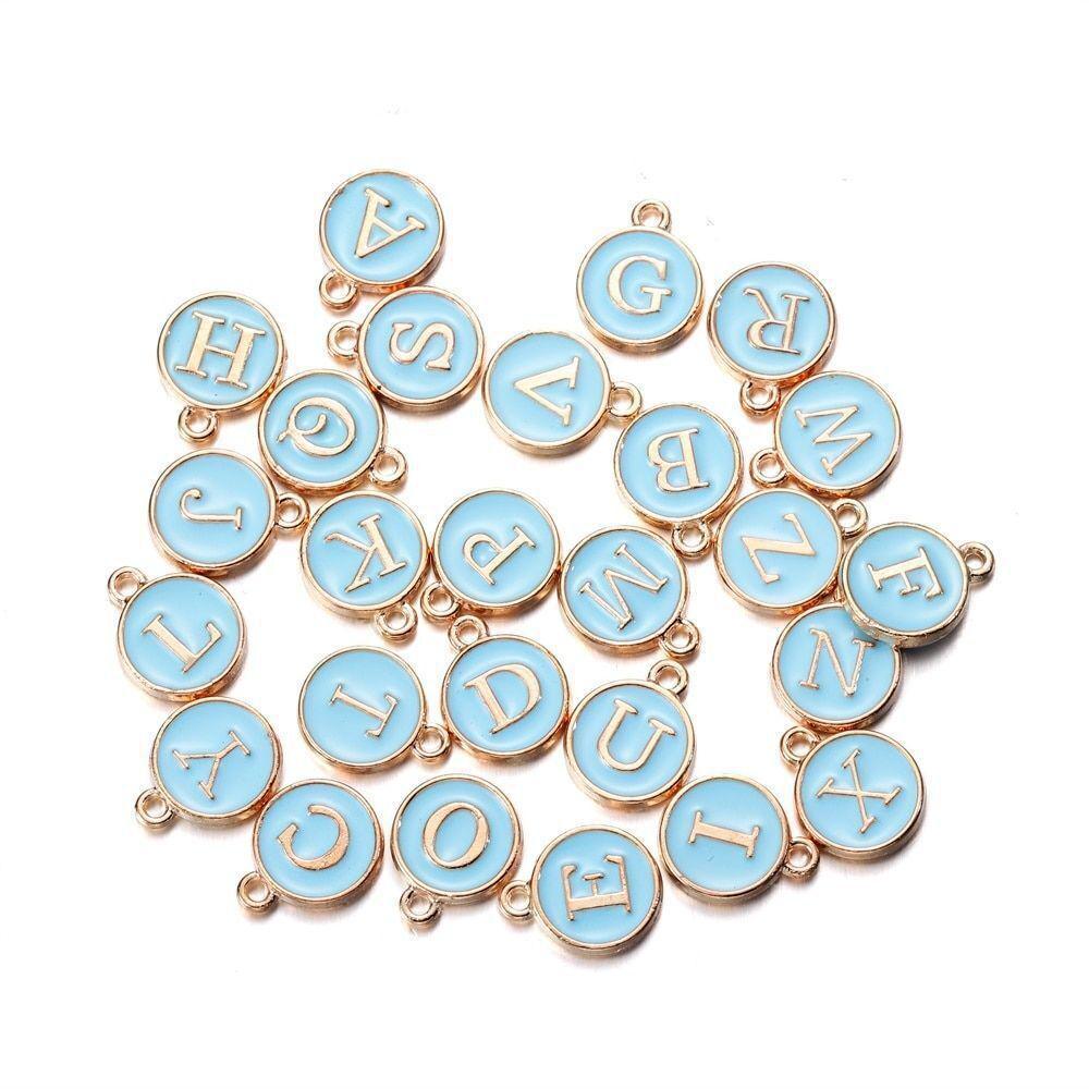 Colorful Dripping Oil Round Letter Pendant - DIY Alloy Jewelry Accessory for Bracelets & Anklets