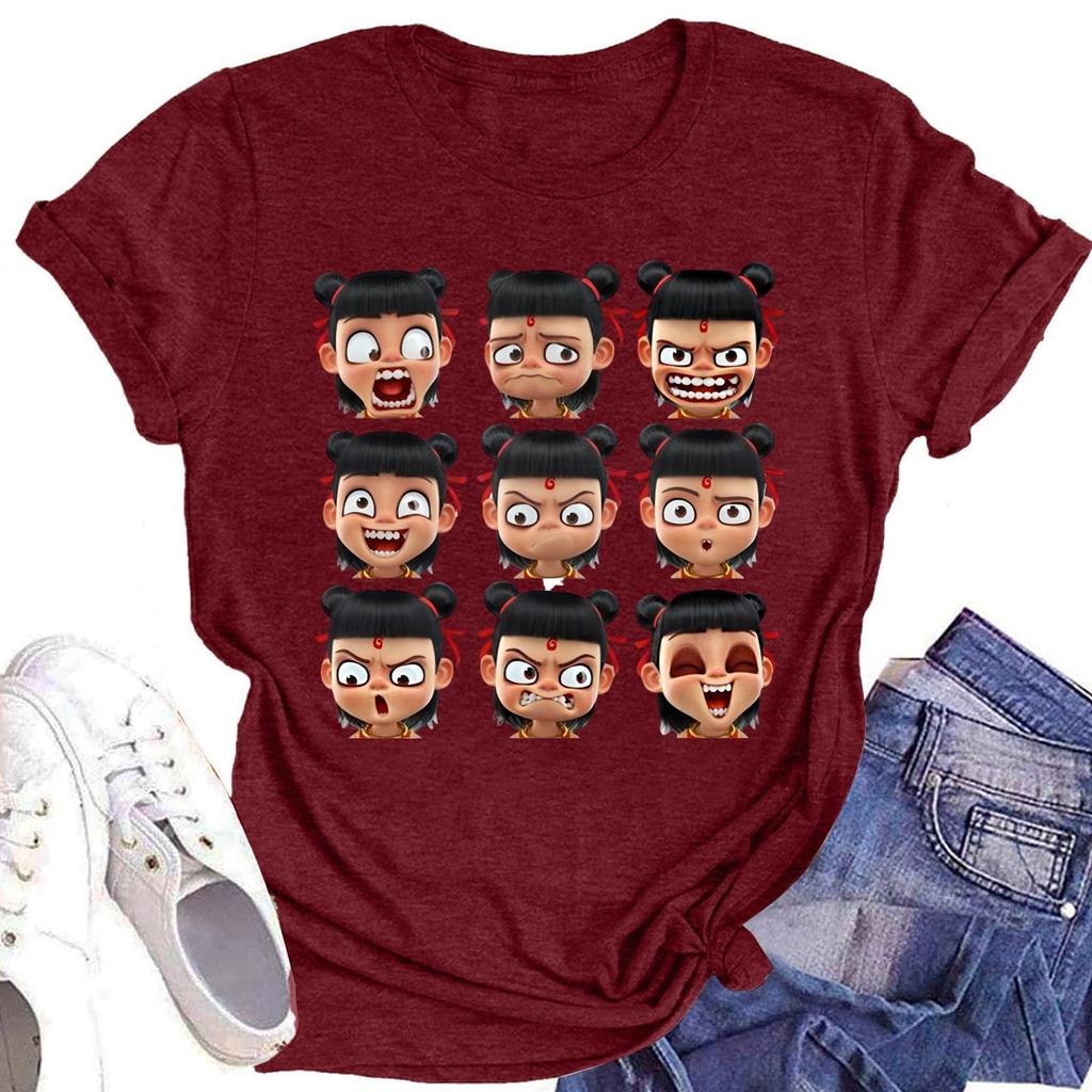 Men's And Women's Printed Round Neck Short-sleeved T-shirt Top