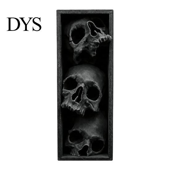 Horror Theme Decor Skulls Book Nook, Gothic Skull Bookshelf Insert, 3 Tier Stacked Sculpture Mysterious Library with Black Frame, Academia Spooky for