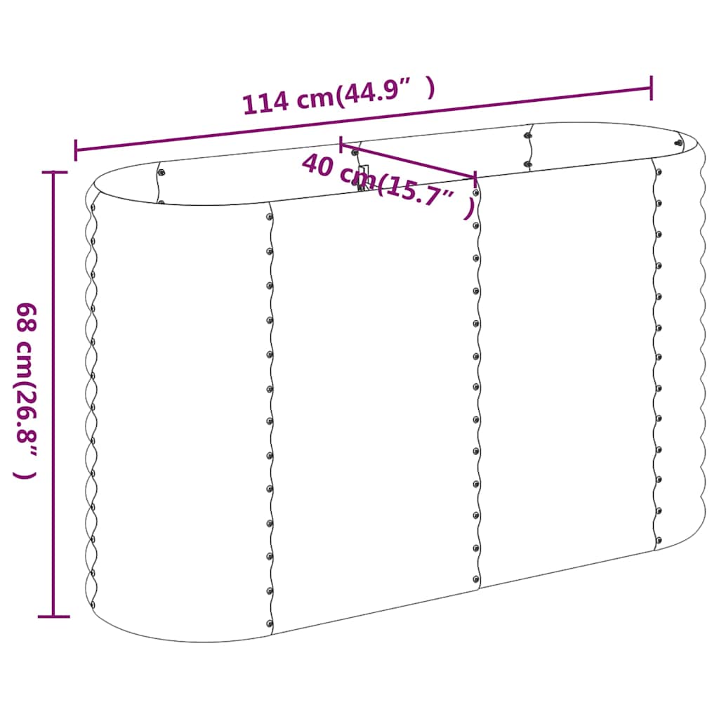 vidaXL Hochbeet Verzinkter Stahl 114x40x68 cm Grün