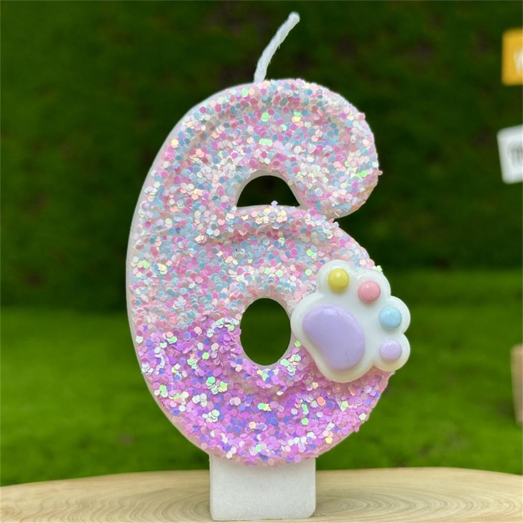 New Number Birthday Candle 0-9 Cute Cat's Paw Cake Candles Cake Topper Decoration Baby Shower Birthday Wedding Party Supplies