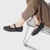 Round Head One-word Buckle with Rhinestone Rivets Mary Jane Single Shoes Women's Flat Comfortable Ballet Dancing Shoes