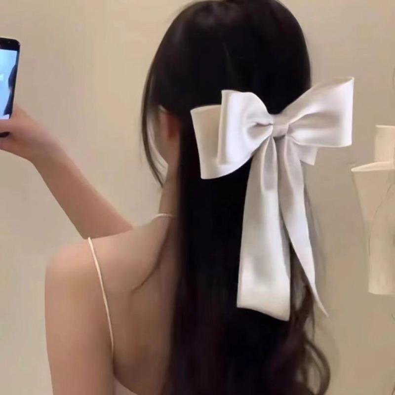 French High End Satin Bow Hair Clip Oversized Headpiece