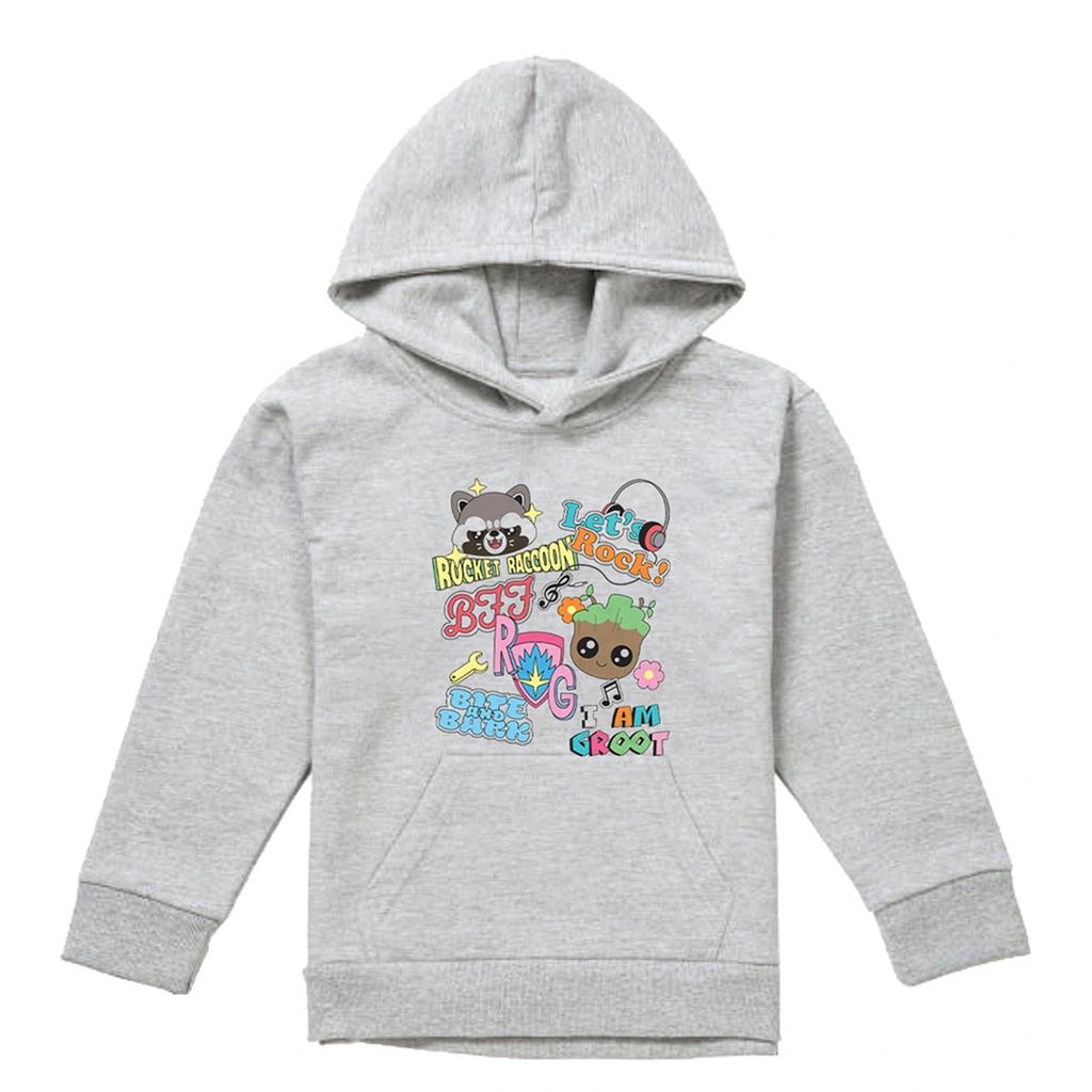 Guardians Of The Galaxy Childrens/Kids Rocket & Groot Stickers Pull Over Hoodie