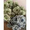 7Heads Roses Bouquet Artificial Flower Haze Blue Sage Green Bean Paste Green Fake Rose Retro Living Room Decoration Wedding