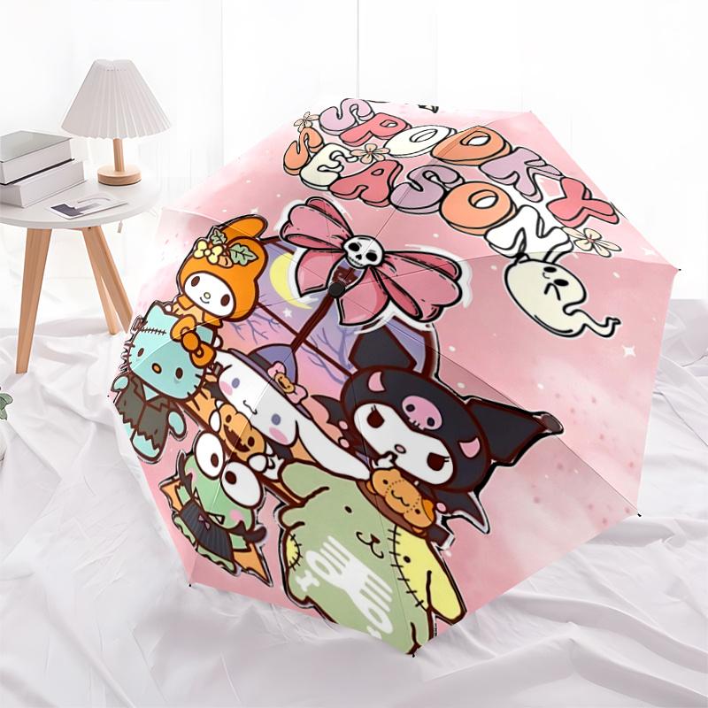 

1pc Hello Kitty Halloween Collection: Spooky Season Automatic Opening Umbrella with Foldable Design, Iron Frame, Outdoor Use, Festival Gift for Fans,