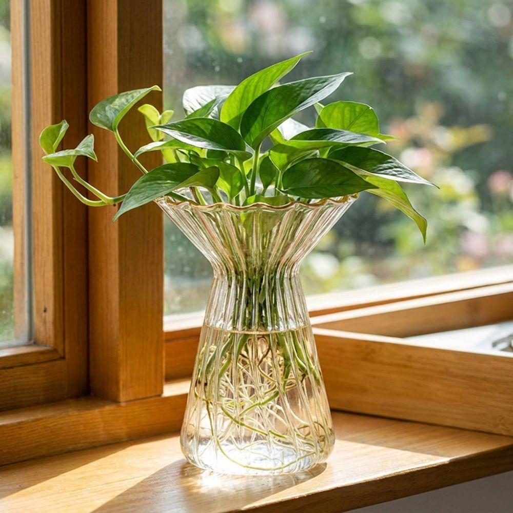Colored Hydroponic Vase Vertical Striped Flower Pot Terrarium Decorative Vase Office