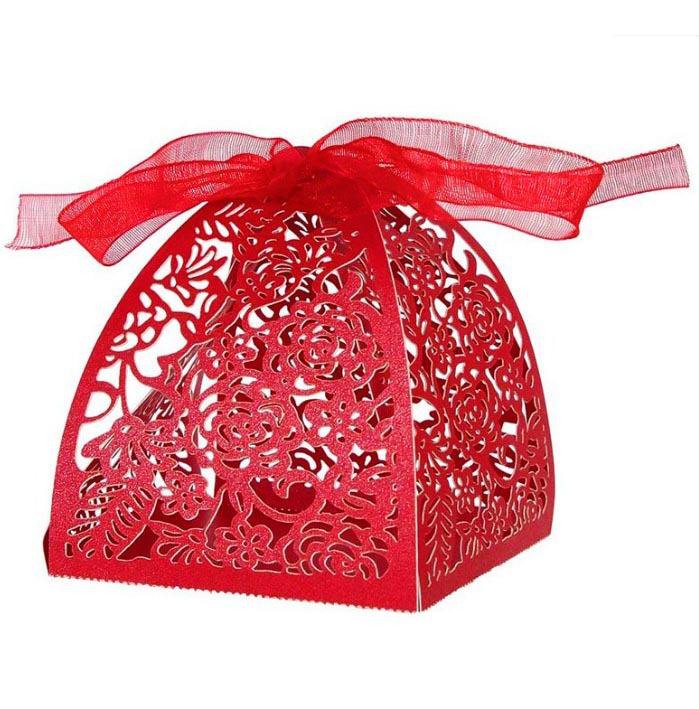 25/50/100pcs Laser Hollow Cut Wedding Candy Boxes with Thank You Tag Valentine's Day Gift Chocolate Packaging Box Party Favors