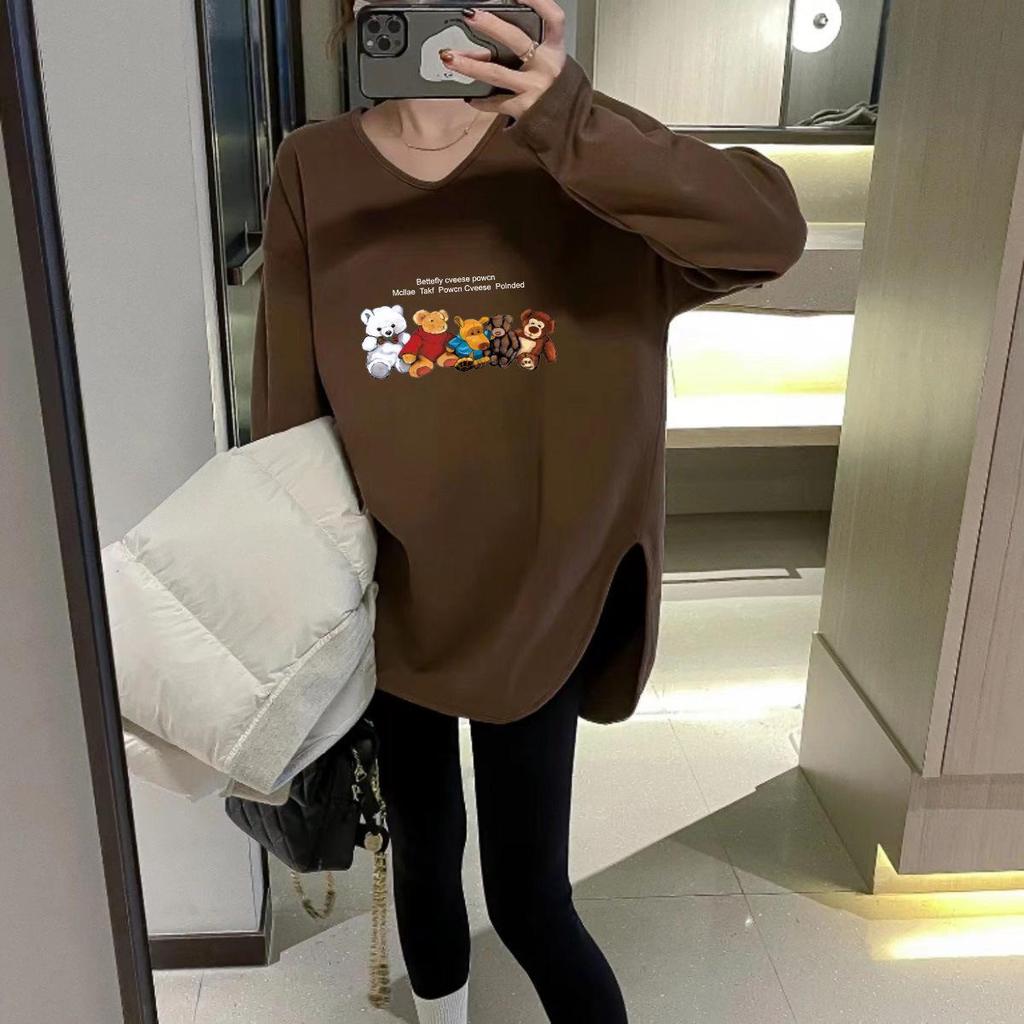 Women's 2025 Fashion Mid-Length Long-Sleeve T-Shirt with Shark Pants - Autumn/Winter Collection