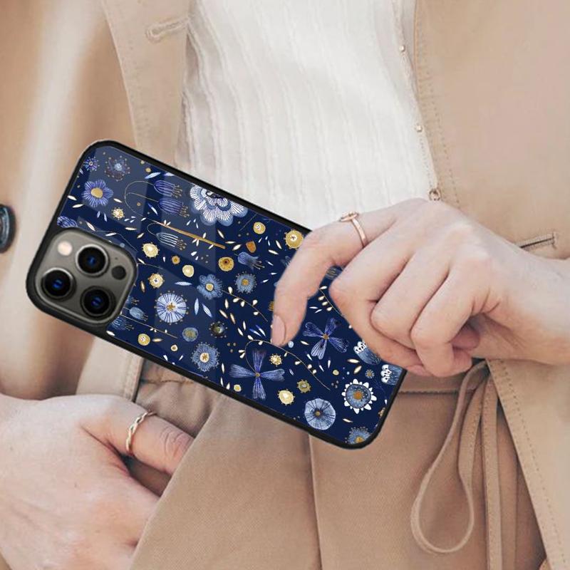 Midnight Floral Magnetic Phone Case For APPLE iPhone 17 Air 16 14 13 12 Pro Max 15 Plus Wireless Charge With MagSafe Cover