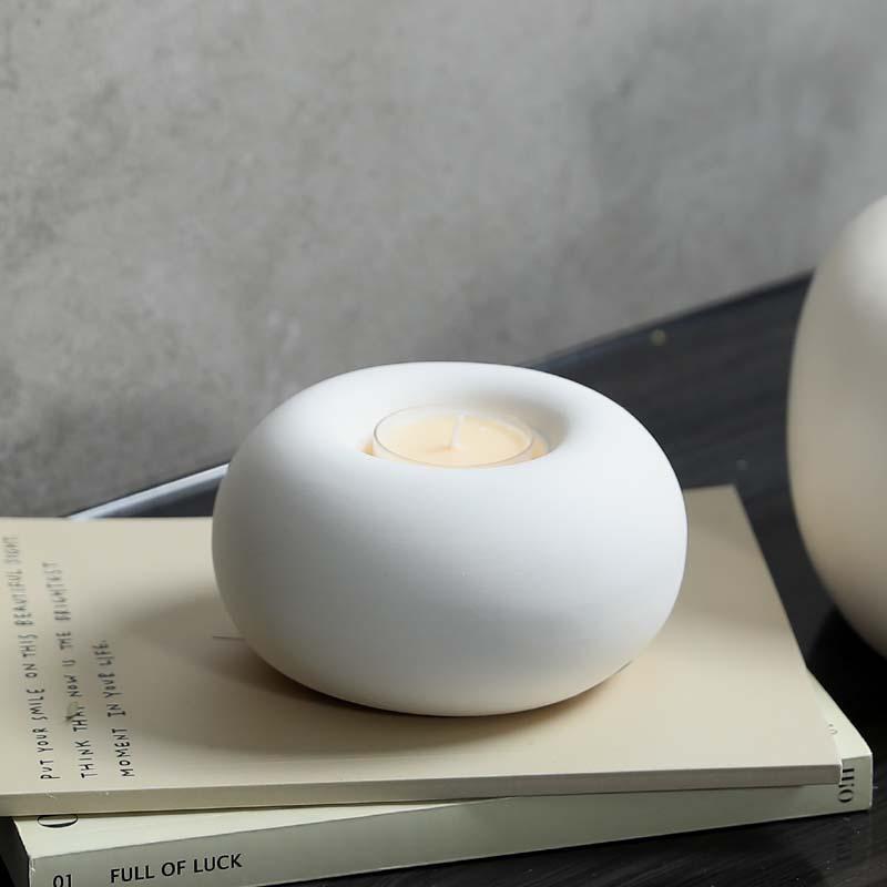 Ceramic Candle Holder Round Stick Candlestick Scented Candle Stand Matching Cup Candle Stick Holder Home Decoration Accessories