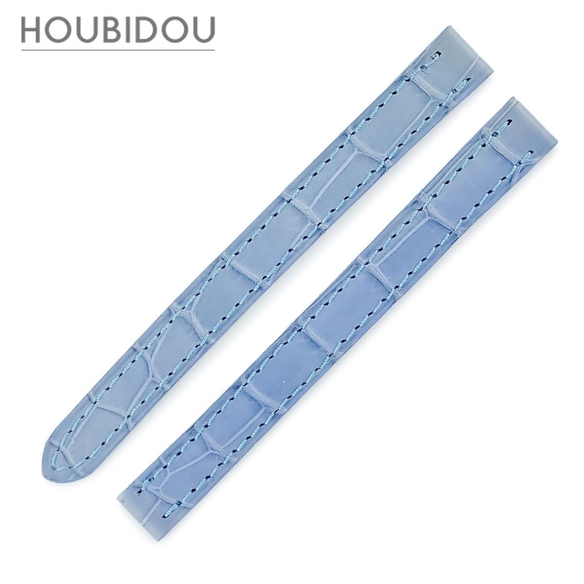Used Cartier Cartier Watch Parts Genuine Croco Band Crocodile Light Blue Unused Replacement Belt Buckle Strap Genuine Leather Replacement 9.5mm Light