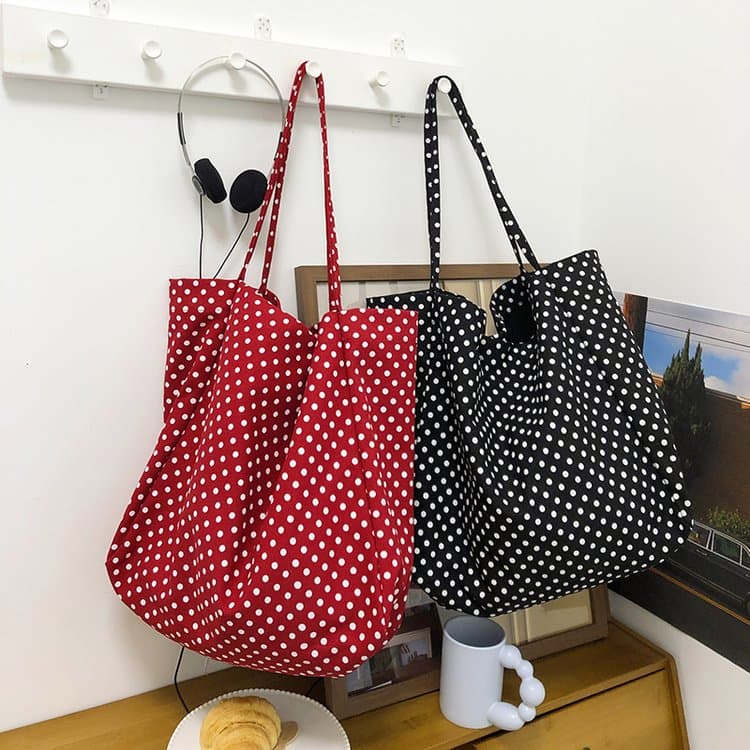 Gepunktete lässige Canvas-Tragetasche Damen Schulter-Achseltasche