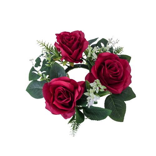 Flower Wreath for Table Small Candle Rings for Wedding Party Christmas Decor Rose Wreaths for Valentine's Day Spring Summer