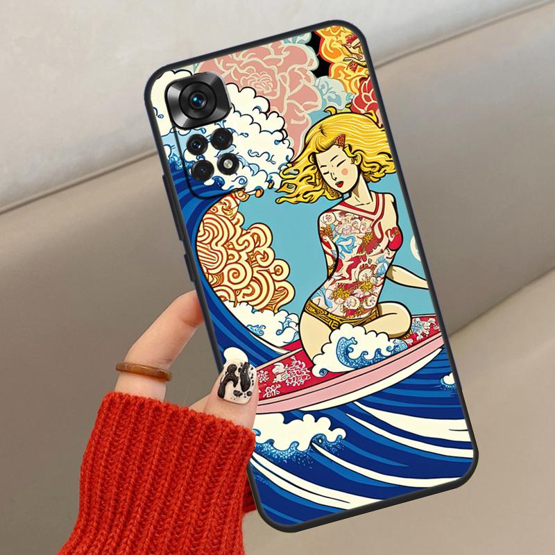 Japanese Surfers Case For Xiaomi Redmi Note 14 13 12 11 10 15 Pro Plus Cover For Redmi 15 C 13C 10C 12C 14C