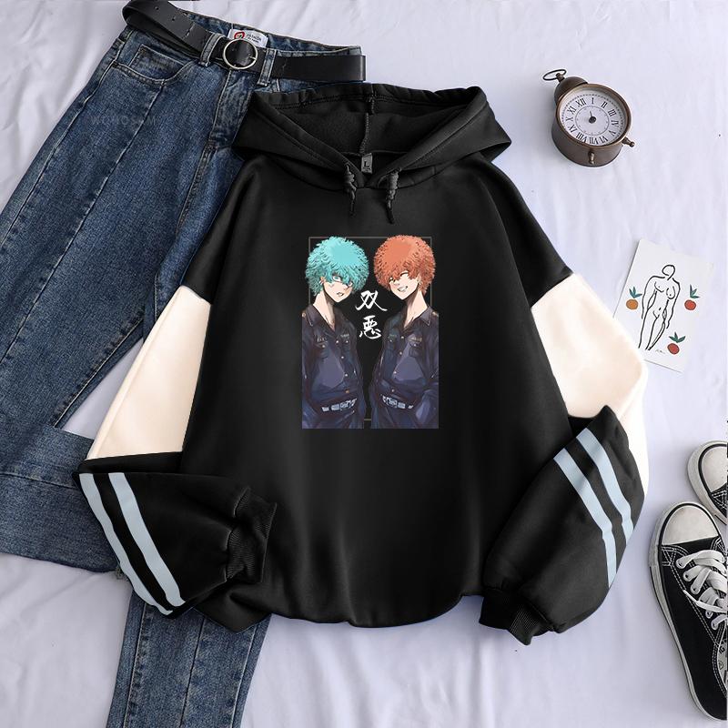 Japanese Anime Tokyo Revengers Harajuku Hoodies Manga Nahoya Kawata And Souya Kawata Twin Brothers Long Sleeve Sweatshirts