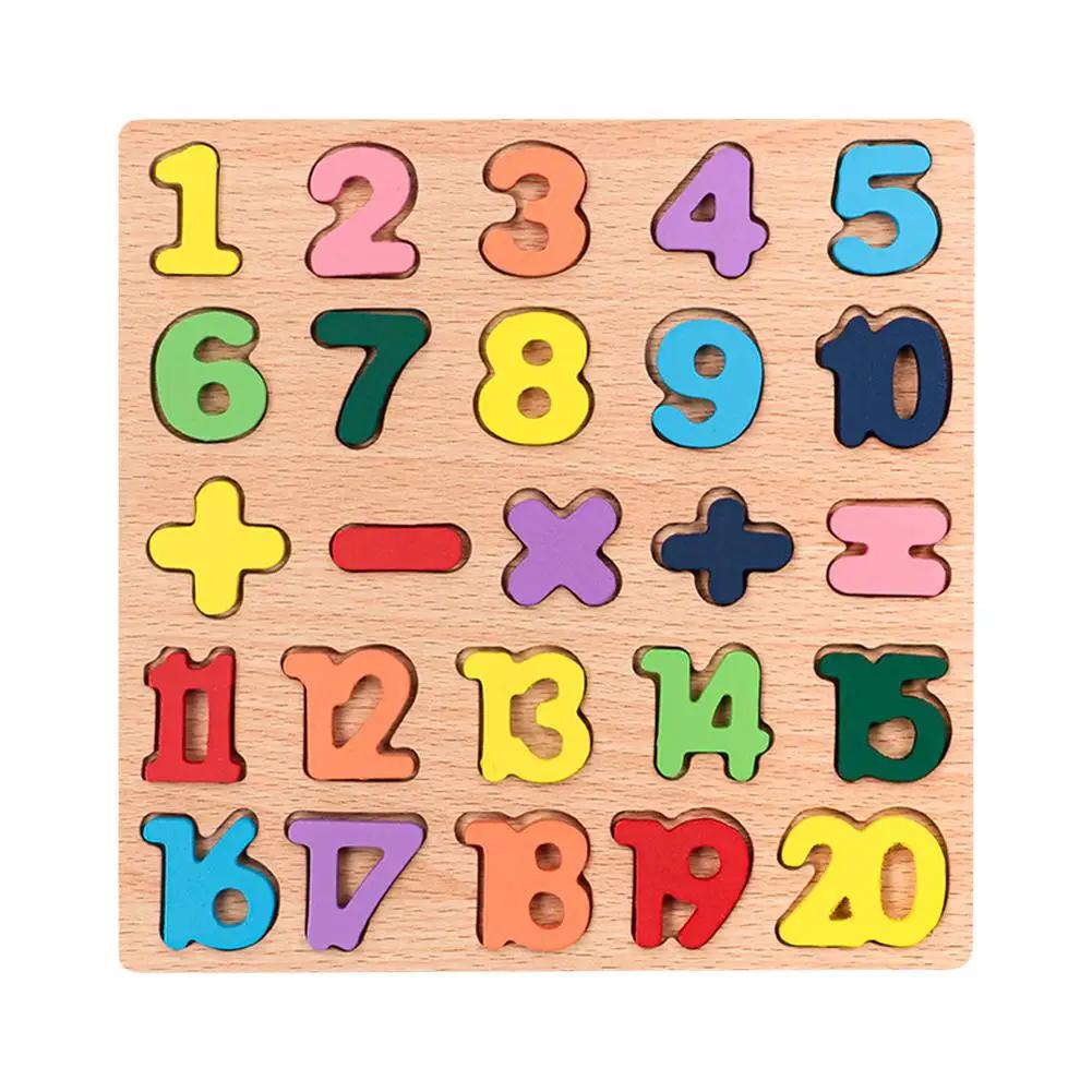 Kinder Kinder, Holz Zahlen Buchstaben Geometrische Formen Puzzle, Handheld Brettspiel Für Englisches Frühes Lernen Lernspiel Spielzeug Puzzlespielzeug T7j2