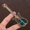 Natural Blue Baltic Amber Gemstone Copper Wire Wrap Guitar Pendant 4.53" y2s87