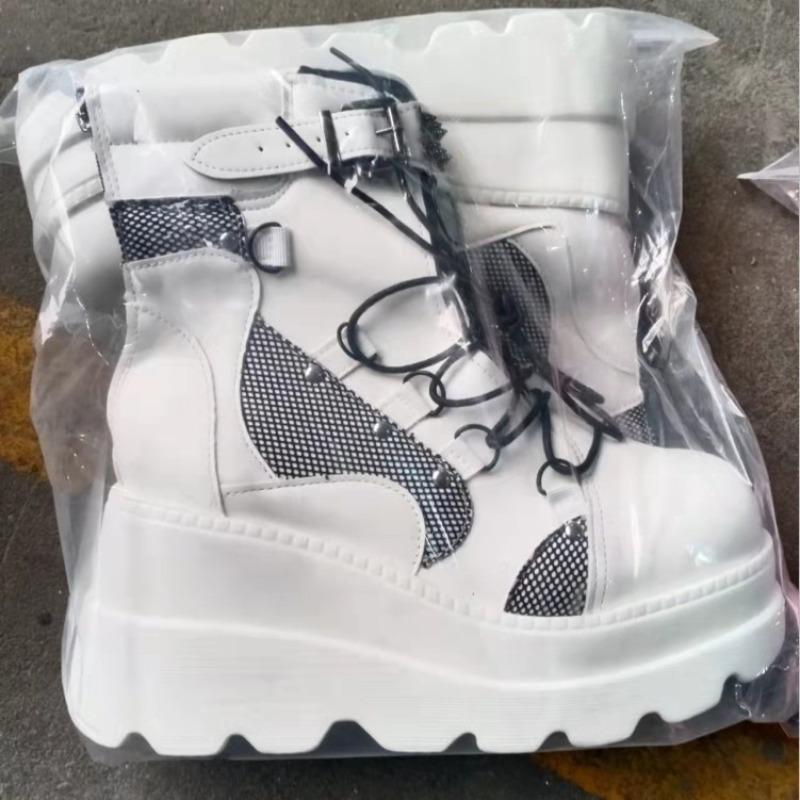Fashion Designer Gothic Womens Shoes Rear Zipper High Boots Mid-calf Boots for Women High Platform Wedges Boots 2025 Autumn Winter Botas