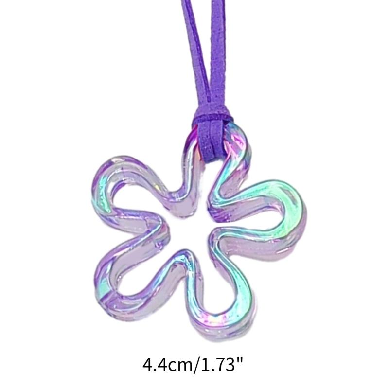 Colorful Acrylic Flower Pendant Necklace Hollow Pendant Necklaces Hollow Flower Neck Jewelry Perfect for Party Wedding