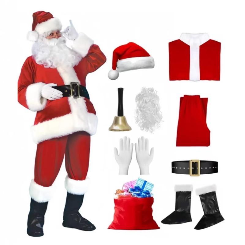 New Santa Claus clothes enlarged and thickened Christmas costumes Christmas costumes Holiday classic performance clothes